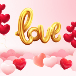 3D Gold love with Red and Pink Hearts 20oz Tumbler - Render