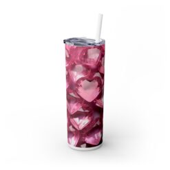 3D Pink Crystal Hearts 20oz Tumbler - Left
