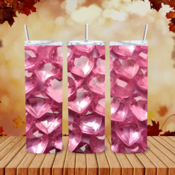 3D Pink Crystal Hearts 20oz Tumbler - Lifestyle
