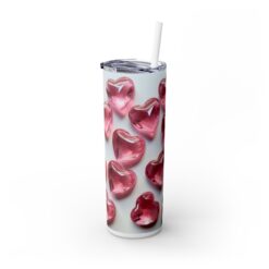 3D Pink Crystal Hearts with Whitespace 20oz Tumbler - Left
