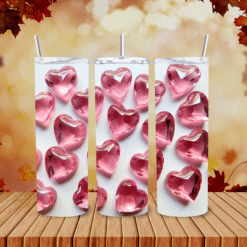 3D Pink Crystal Hearts with Whitespace 20oz Tumbler - Lifestyle