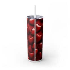 3D Red Hearts with Red Background 20oz Tumbler - Back