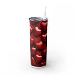 3D Red Hearts with Red Background 20oz Tumbler - Left