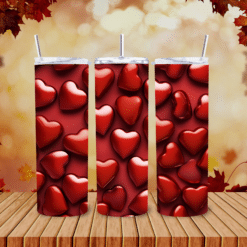 3D Red Hearts with Red Background 20oz Tumbler - Lifestyle