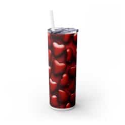3D Red Hearts with Red Background 20oz Tumbler - Right