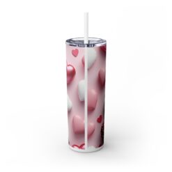 Cute 3D Pink and White Hearts 20oz Tumbler - Back