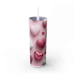 Cute 3D Pink and White Hearts 20oz Tumbler - Front