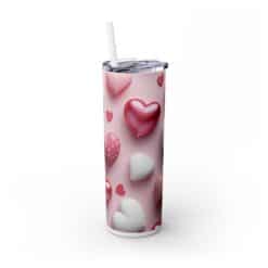Cute 3D Pink and White Hearts 20oz Tumbler - Right