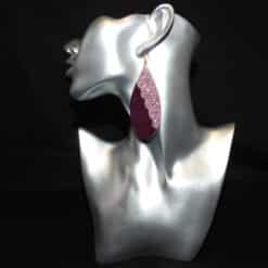 Pink Glitter and Purple Embossed Faux Leather Teardrop Earrings - Head