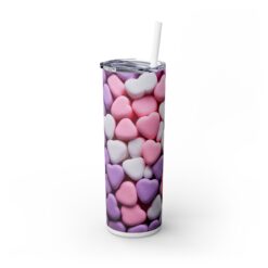 Pink, Purple and White Heart Candies 20oz Tumbler - Left