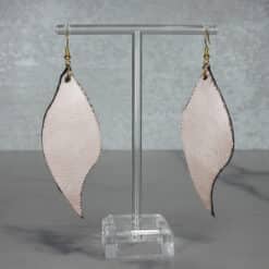 Brown Embossed and Green Glitter with Brown Leaf Charm Faux Leather Flame Earrings - Back