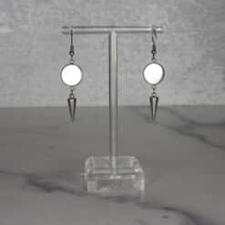 Cabochon Earrings with Dangling Spike - Back
