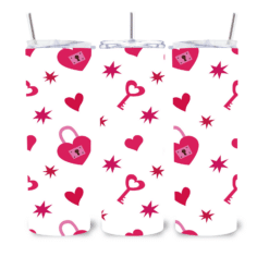 Heart Locks, Keys and Hearts with White Background 20oz Tumbler - Lifestyle