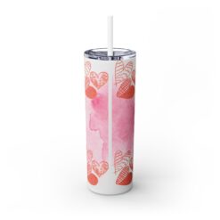 Love You with Pink Hearts and Gold Border 20oz Tumbler - Back