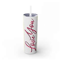 Love You with Pink Hearts and Gold Border 20oz Tumbler - Front