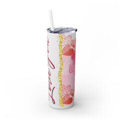 Love You with Pink Hearts and Gold Border 20oz Tumbler - Right