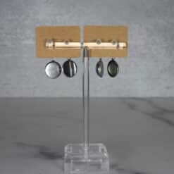 Cabochon Earrings Dangling from Square Shaped Stainless Steel - Back Group