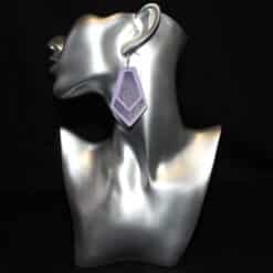 Two Tone Purple Faux Leather Kite Earrings with Shiny Purple Back - Head