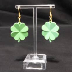 3D Four Leaf Clover Matte PLA 3D Printed Earrings - Front