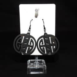 Abstract Eternal Bond Black Matte PLA 3D Printed Earrings - Front