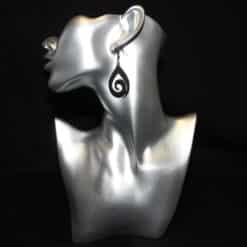 Abstract Spiral in a Drop Black Matte PLA 3D Printed Earrings - Head