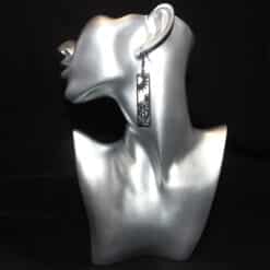 Abstract Sun and Waves Black Matte PLA 3D Printed Bar Earrings - Head