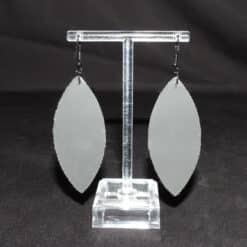 Black, Gold & White Faux Leather Stagged Earrings with Gold Leaf Charm - Back