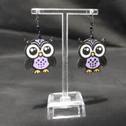 Coloured Owl Matte PLA 3D Printed Earrings - Back