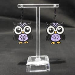 Coloured Owl Matte PLA 3D Printed Earrings - Front