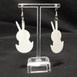 Easter Rabbit Matte PLA 3D Printed Earrings - Back
