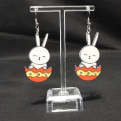 Easter Rabbit Matte PLA 3D Printed Earrings - Front