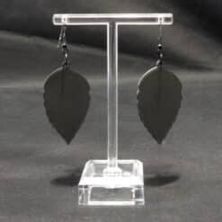 Emerald Leaf Matte PLA 3D Printed Earrings - Back