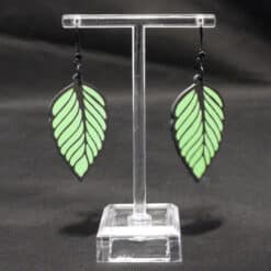 Emerald Leaf Matte PLA 3D Printed Earrings - Front