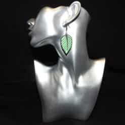 Emerald Leaf Matte PLA 3D Printed Earrings - Head