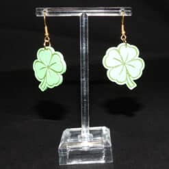 Four Leaf Clover Matte PLA 3D Printed Earrings - Front