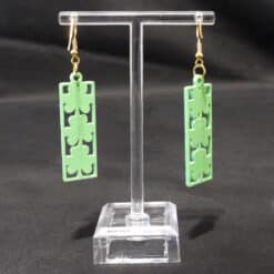 Four Leaf Clovers Matte PLA 3D Printed Bar Earrings - Back