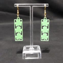 Four Leaf Clovers Matte PLA 3D Printed Bar Earrings - Front