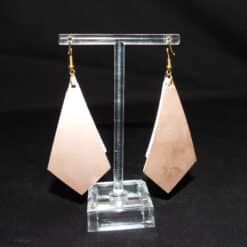 Gold Faux Leather & Red Glitter Diamond Earrings - Back