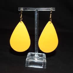 Gold Glitter Faux Leather Teardrop Earrings - Back