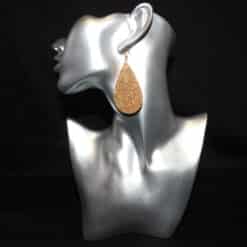 Gold Glitter Faux Leather Teardrop Earrings - Head