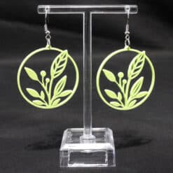 Leaf and Flower Matte PLA 3D Printed Earrings - Front