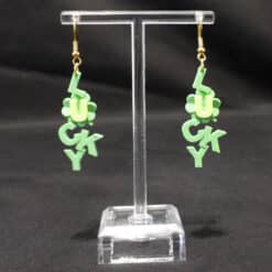 Lucky St. Patrick's Day Matte PLA 3D Printed Earrings - Front