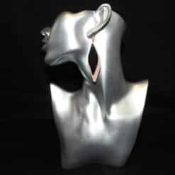 Pink Faux Leather & Black Glitter Rounded Diamond Earrings - Head