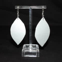 Silver & Magenta Faux Leather & Blue Glitter Stagged Earrings - Back
