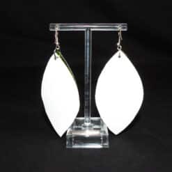 Teal Embossed and Teal Glitter Faux Leather Diamond Cutout Earrings with White Back - Back