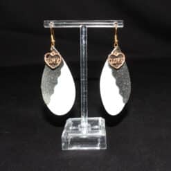 Teal Faux Leather & Dark Green Glitter Teardrop Earrings - Front