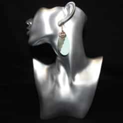 Teal Faux Leather & Dark Green Glitter Teardrop Earrings - Head