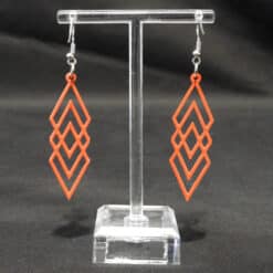 Three Cross Diamond Red Matte PLA 3D Printed Earrings - Back