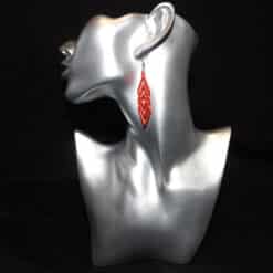 Three Cross Diamond Red Matte PLA 3D Printed Earrings - Head