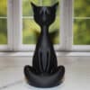 Black Cat Sitting Sculpture - Front